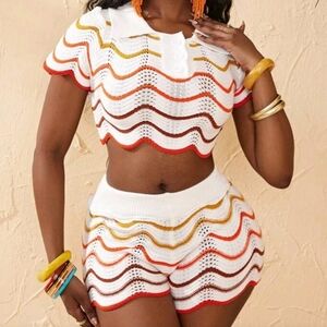 Colorful Crochet Two-Piece Set Size M/L